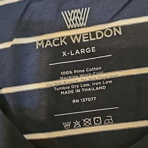 Mack Weldon Navy and White Striped Short Sleeve Tee - Picture 7 of 8